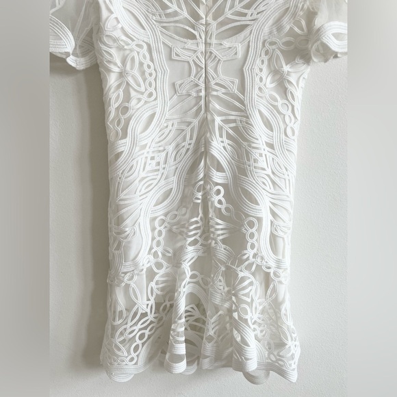 Jonathan Simkhai Ivory Truss Applique Cap Sleeve Mini Flare Dress 10 - Picture 7 of 11